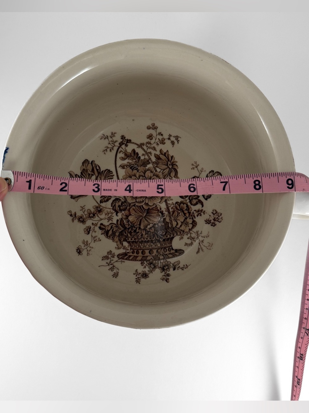 Royal Crownford Ironstone Charlotte Chamber Pot Brown Floral Transferware - Picture 7 of 8